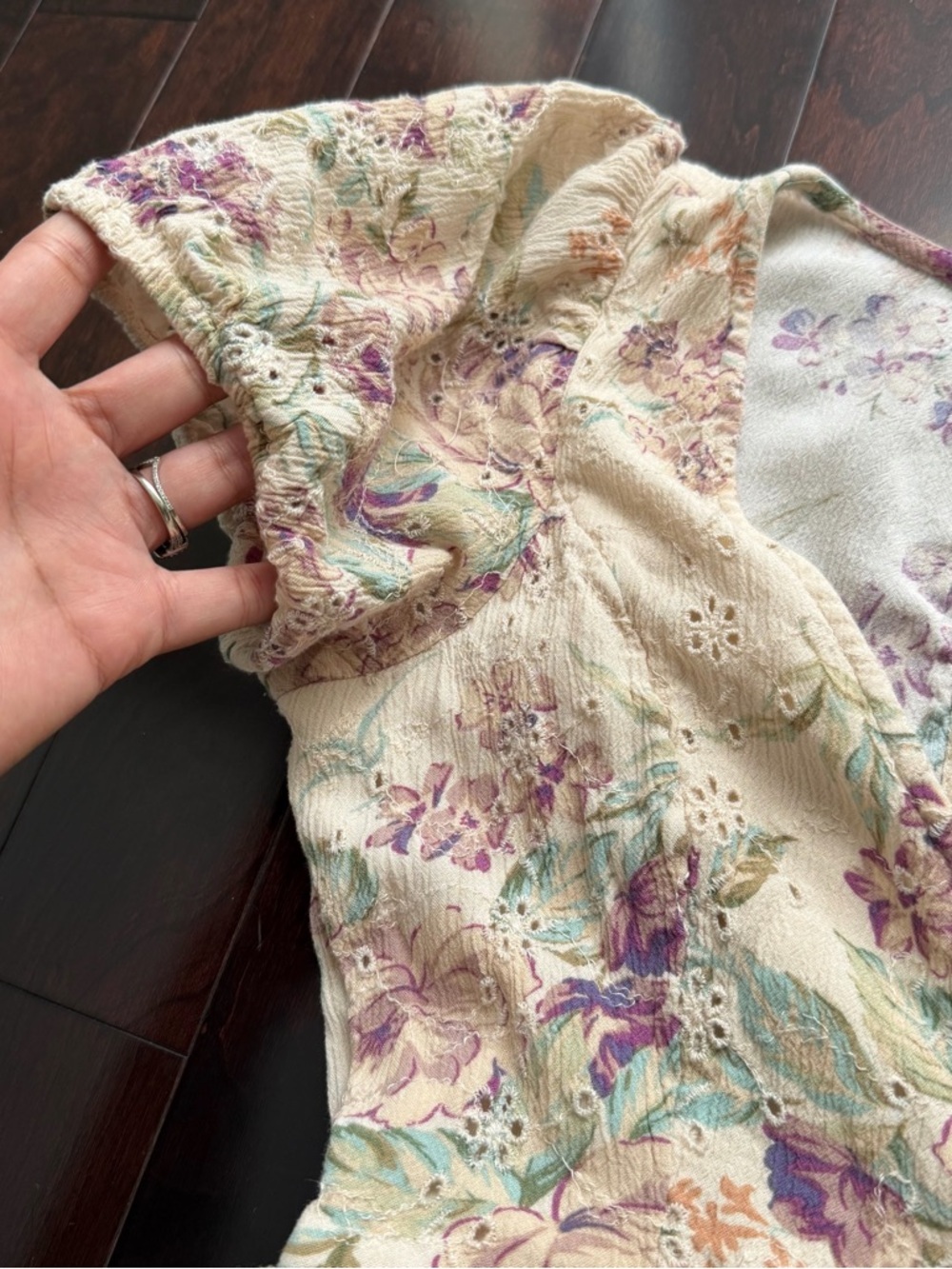 American Eagle Women's Romper Floral, Size XS CottageCore Soft Prairie Romantic - Picture 5 of 9